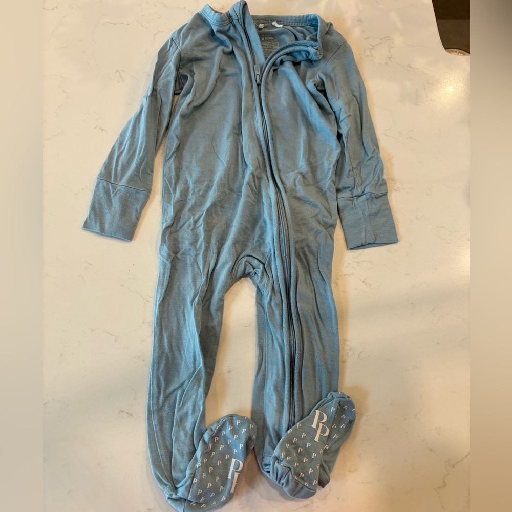 Posh peanut solid blue pajamas 12-18 months